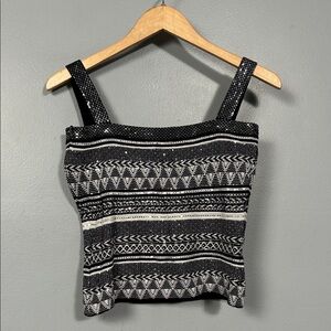 Vintage St. John Evening Mary Grey Sample Beaded sequin knit top size L  6